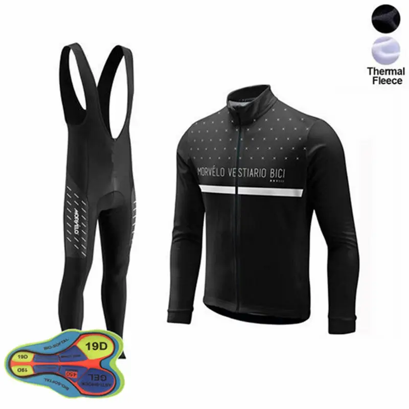 Зимняя термо флисовая Мужская велосипедная одежда для велоспорта с длинными