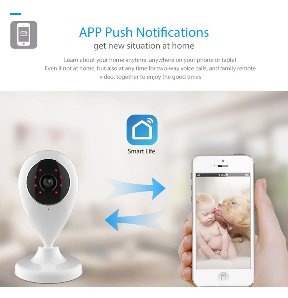 Wi-Fi IP камера беспроводная умный дом безопасности наблюдения SmartLife приложение управления двухстороннее аудио работает с Alexa Echo Google Home