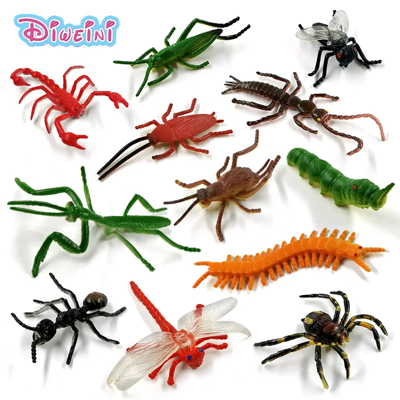 12 шт. игрушка в виде насекомых стрекозы паука муравья тараканов крикета