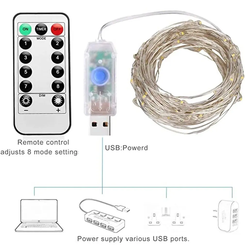 

Usb Remote Control Copper Wire Light String Christmas Day Wedding Decoration Led Copper Wire Star Lights