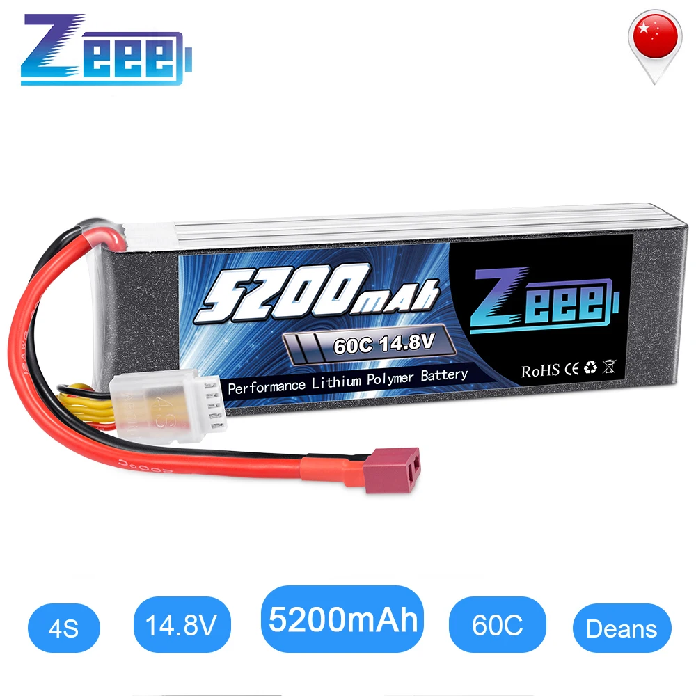 Zeee 14 8 V 5200mAh 60C 4S Lipo батарея с разъемом Deans для радиоуправляемого вертолета