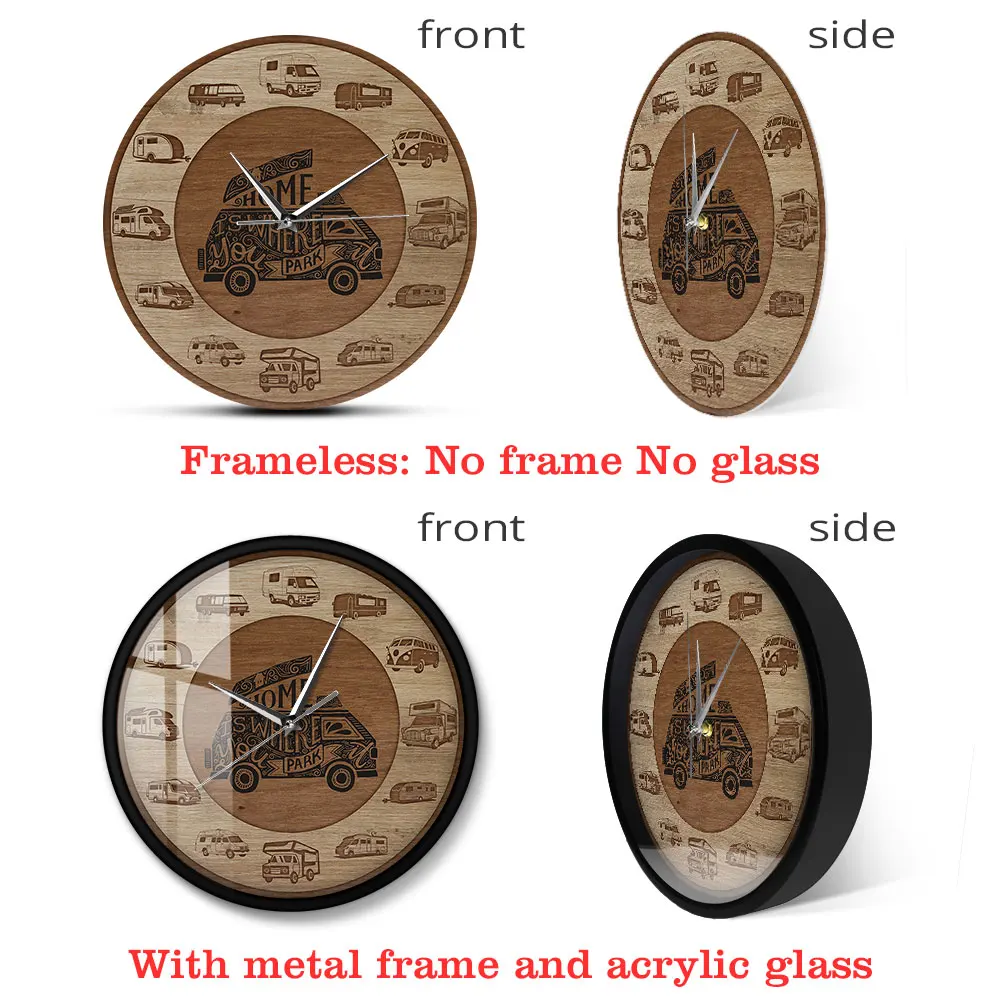 

Recreational Vehicles Wood Home Is Where You Park RV Texture Acrylic Print Wall Clock Camper Vans Motorhome Travelling Wall Art