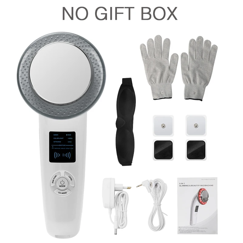 6 IN 1 NO GIFT BOX Ультразвуковая кавитация, EMS, массажер для похудения, потеря веса, Антицеллюлитный жиросжигатель, гальваническая инфракрасная ультразвуковая волновая терапия - Цвет: 6 IN 1 NO GIFT BOX