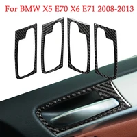 for bmw x5 e70 x6 e71 2008 2013 carbon fiber inner door handle frame trim stickers interior decoration accessories