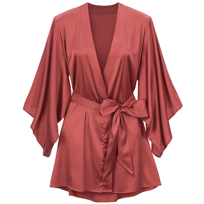 LILYMODA Высокое качество удобные женские из искусственного шелка сексуальное кимоно Ночная рубашка Свадебные вечерние Халаты для невесты - Цвет: Red