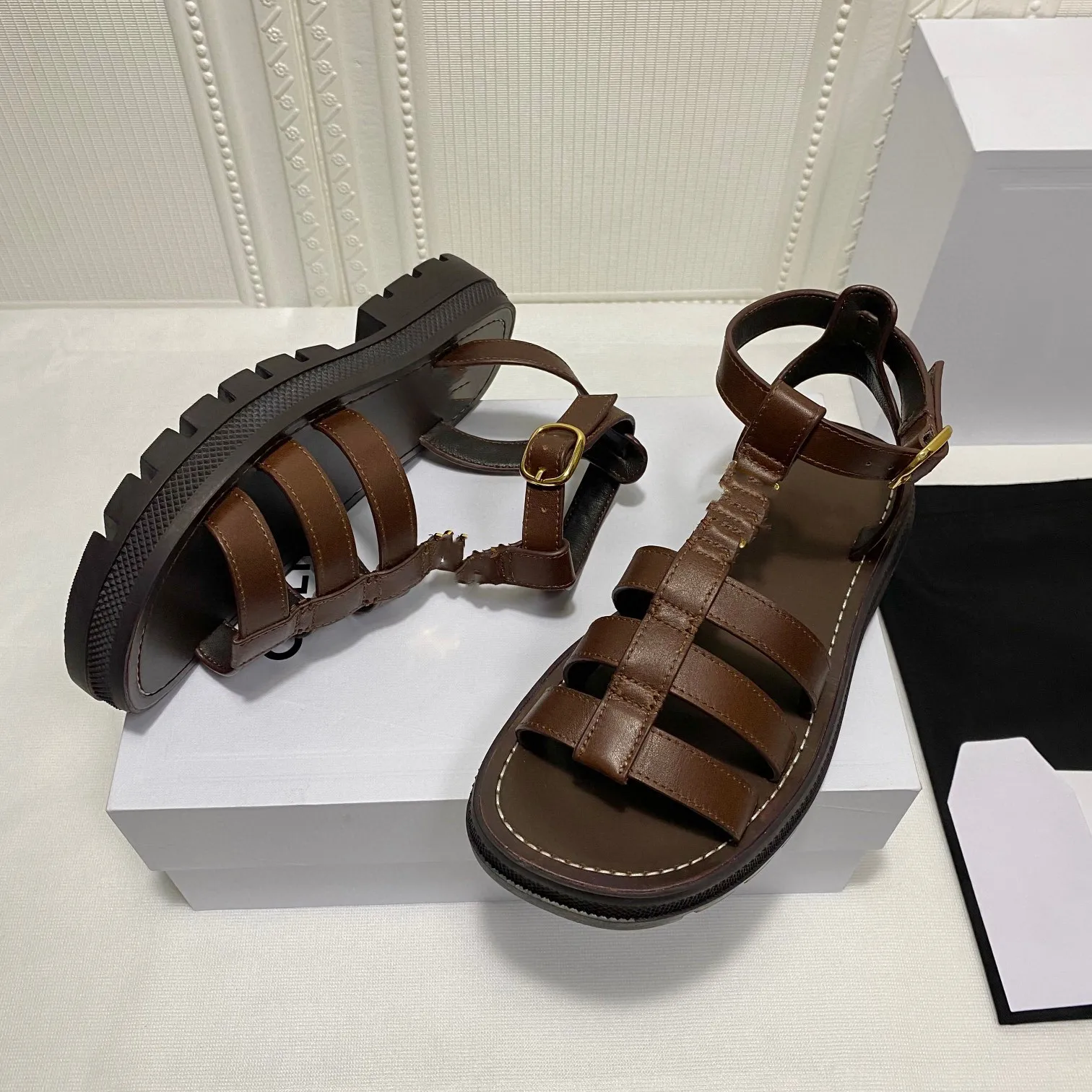 

Ollymurs Handmade retro leather cold boots with thick soles and low heels for women's spring and summer 2021