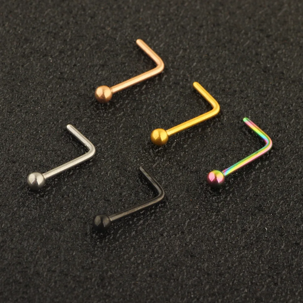 Новое поступление простые L образные хирургические Стальные Шпильки для носа 0 8*6