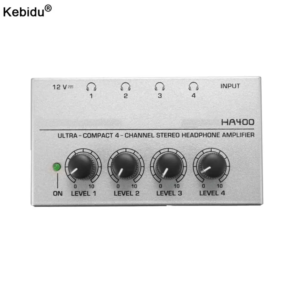 

Kebidu Headphone Amplifier HA400 Ultra-Compact 4 Channels Mini Audio Stereo Headphone Amplifier with Power Adapter