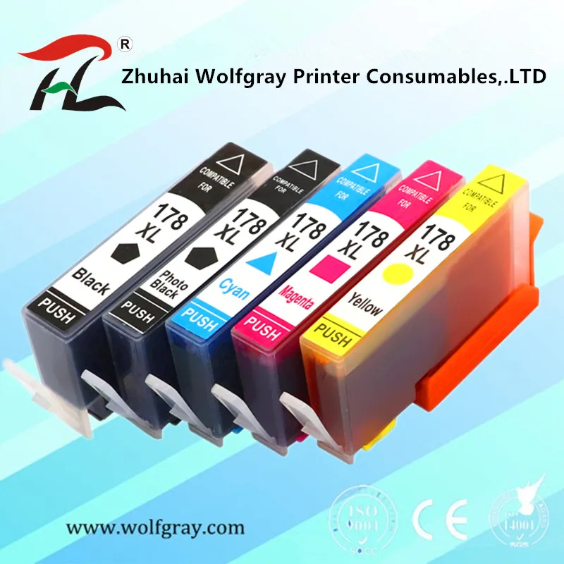 5PK совместимый чернильный картридж для HP 178 принтера 178XL Photosmart 5510 5515 6510 7510 B109a B109n