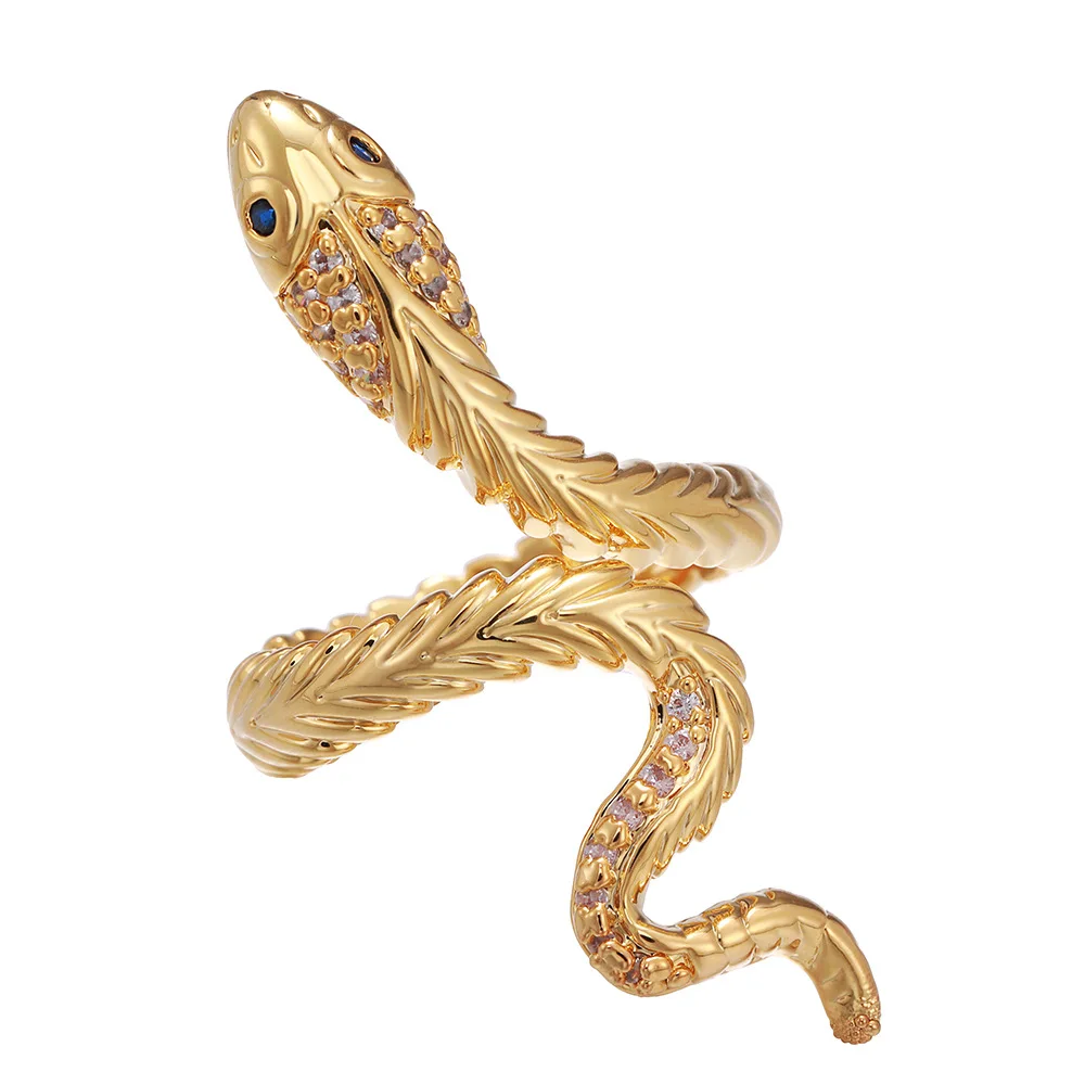 

New Ins Creative Metal Snake Ring Simple Retro Opening Adjustable Zircon Snake Ring Fors Women Girls Fashion Jewelry Gift