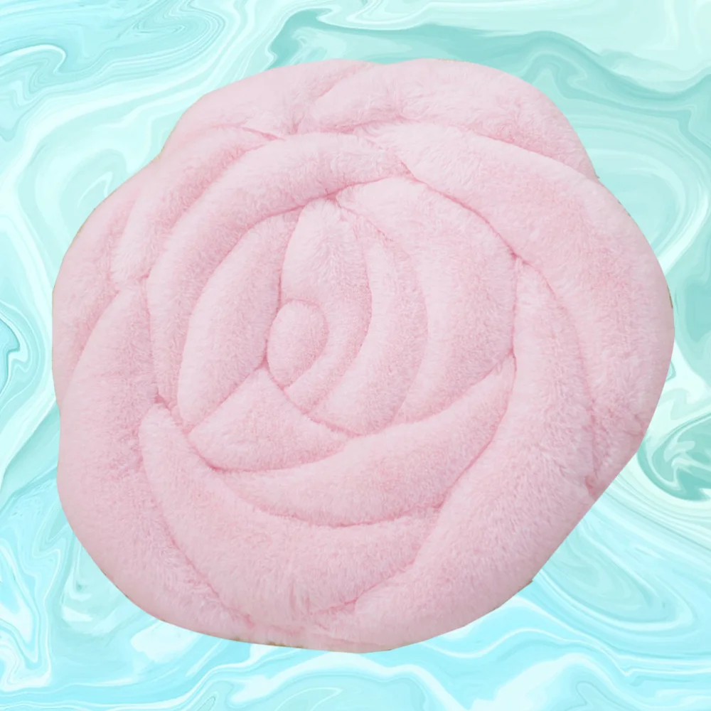 

Plush Rose Seat Cushion Rose Flower Chair Cushion Fashion Office Seat Cushion (Coffee)
