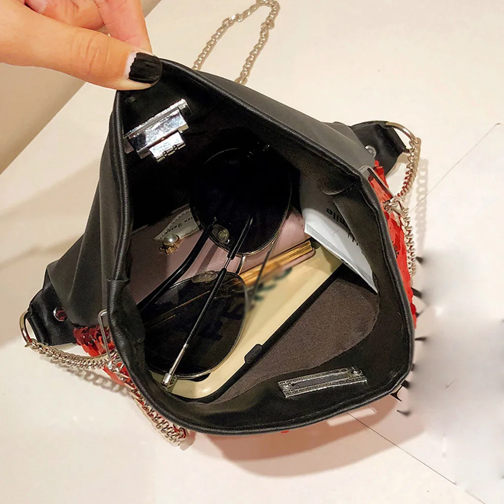 

OCARDIAN Handbags Luxury Women Designer Fashion Sequins Solid Color Wild Chain Bucket Shoulder Bag Messenger Bag Bolsa Feminina