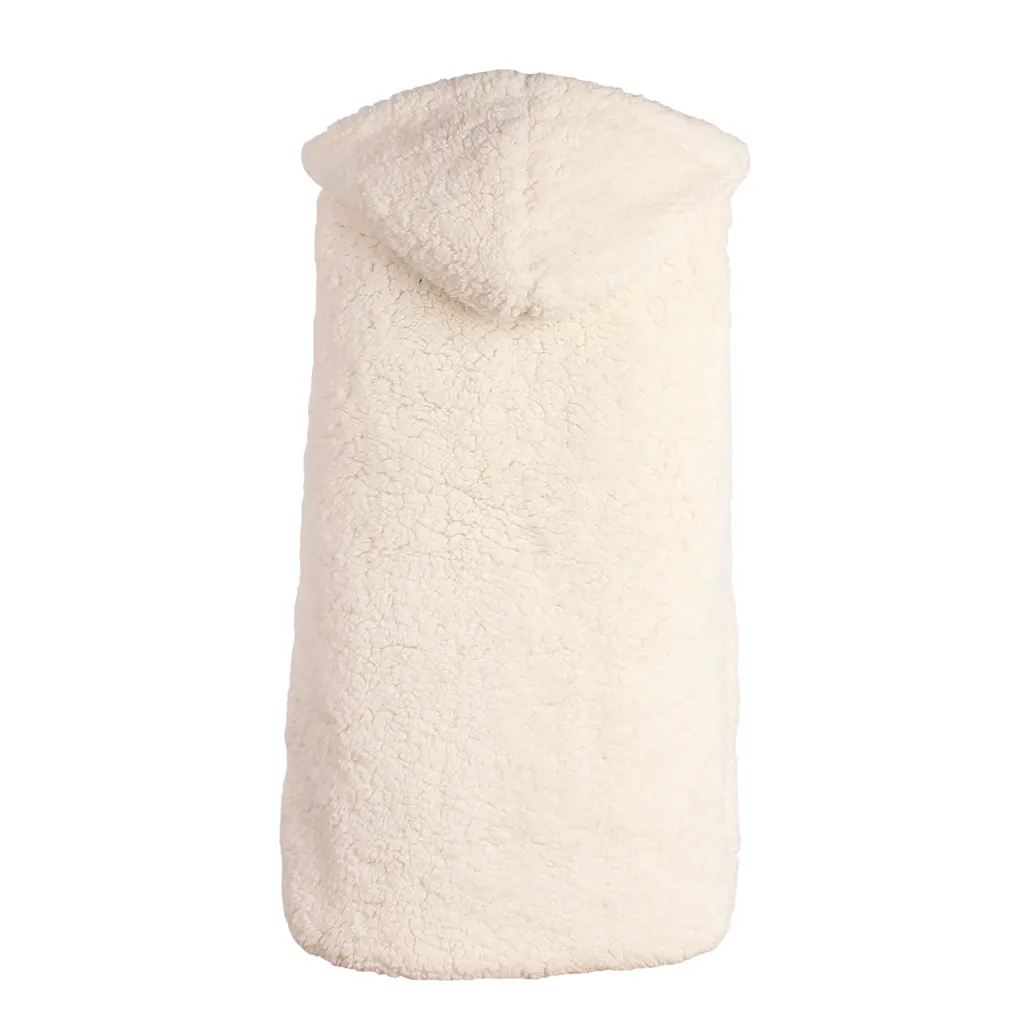 

Women's Beige White Faux Fur Hooded Vest Coat Autumn Winter Fashion Casual Slim-fit Sleeveless Outerwear Warm Fluffy Waistcoat