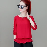 2021 off shoulder women spring summer style chiffon blouses shirts lady casual half sleeve o neck blusas tops