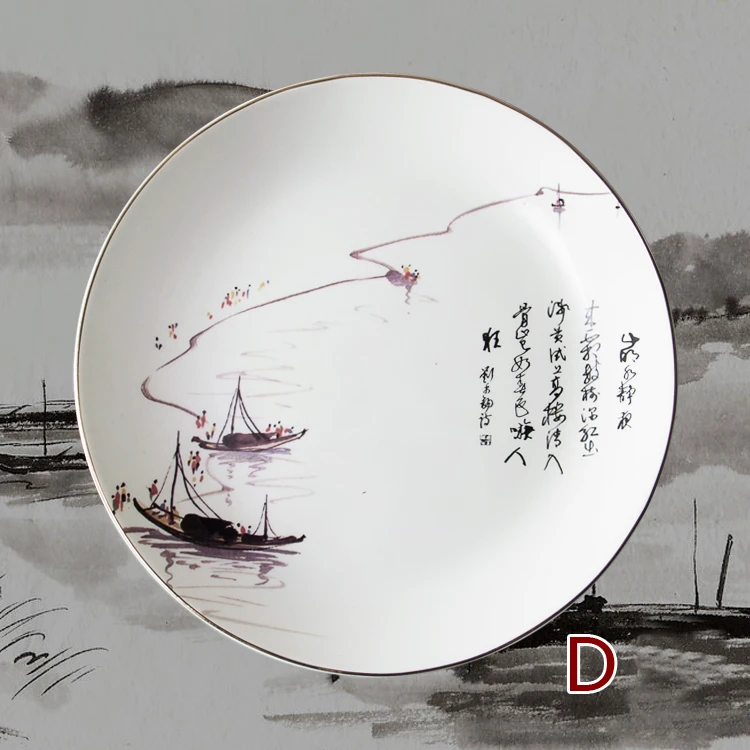 Китайская пейзажная живопись подвесная тарелка керамическая настенная