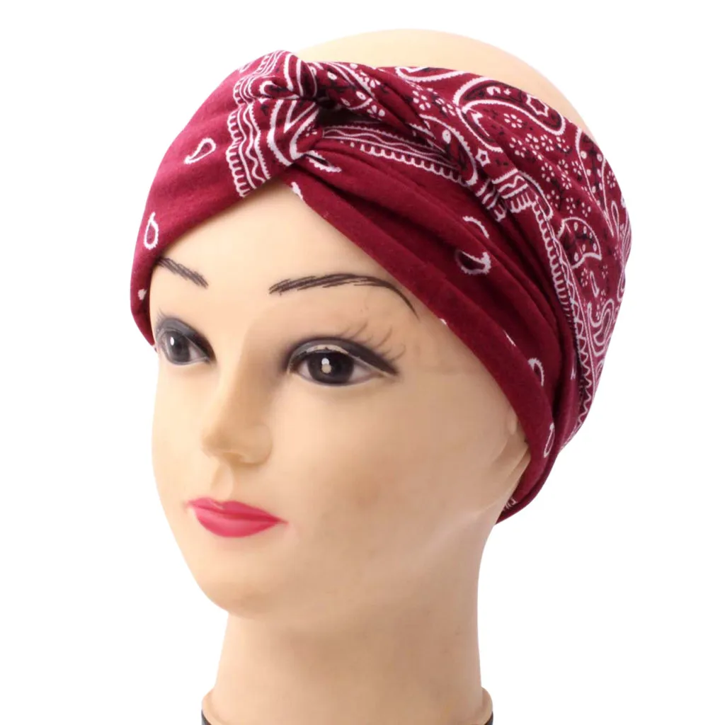 Женские трикотажные повязки бандана богемный шарф квадратный головной убор