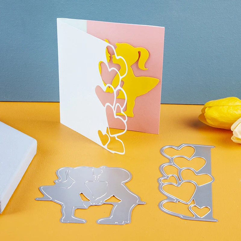

metal cutting dies boy kiss girl heart frame cut die mold decoration Scrapbook paper craft knife mould blade punch stencils dies