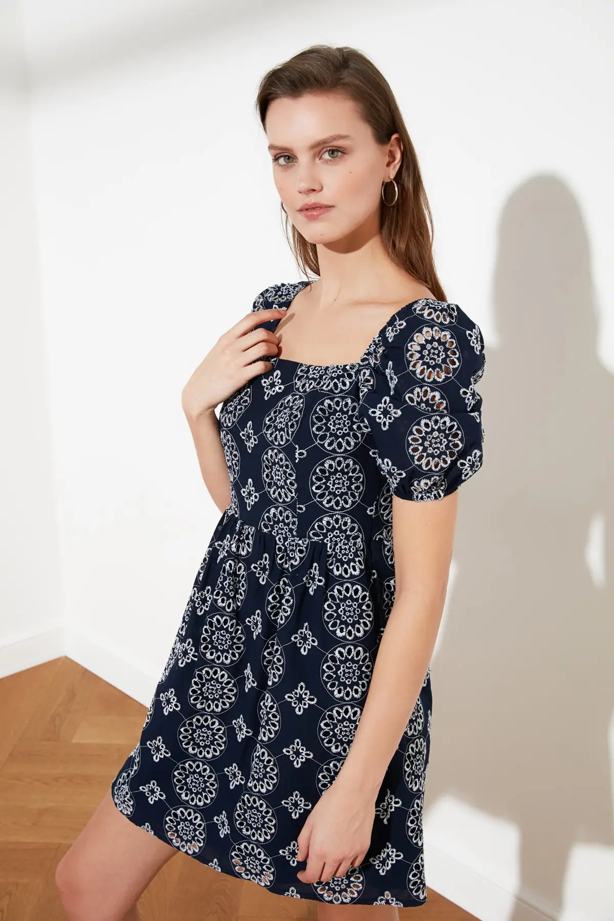 

Trendyol Square Collar Embroideries Dress TWOSS21EL0474