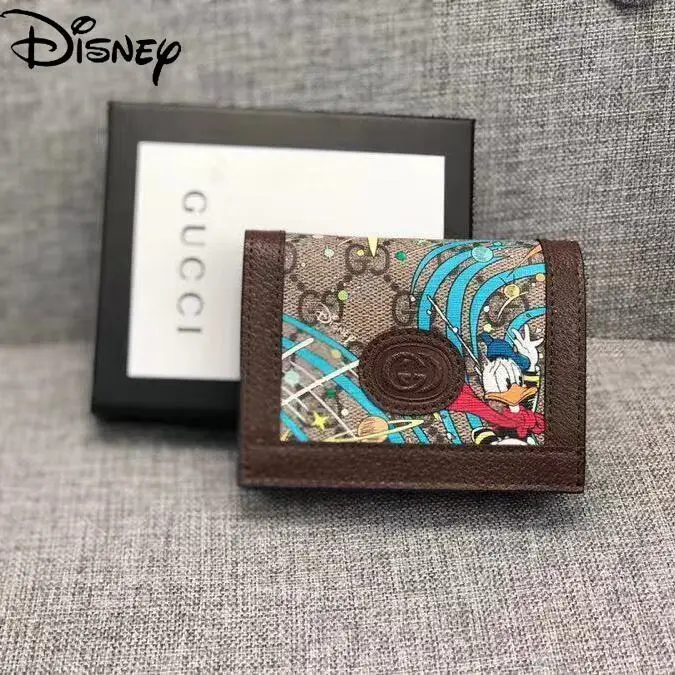 Кошелек женский длинный короткий с мультипликационным принтом Дональд