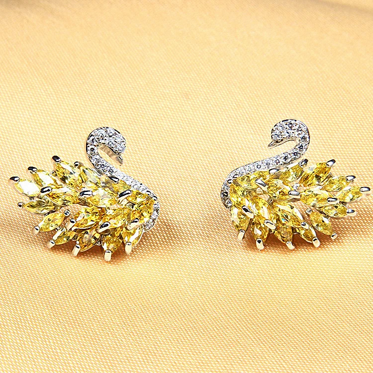 classic swan yellow LADYCHIC милые элегантные серебряные серьги в виде лебедей для женщин милые жемчужные серьги Модные Ювелирные изделия Подарки на день рождения LE1374 - Окраска металла: classic swan yellow