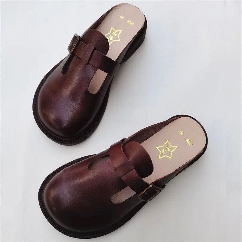 

Women's Mules Slip on Flat Shoes 100% Genuine Leather Woman Flats 2011 Summer Women's Shoes Female Footwear