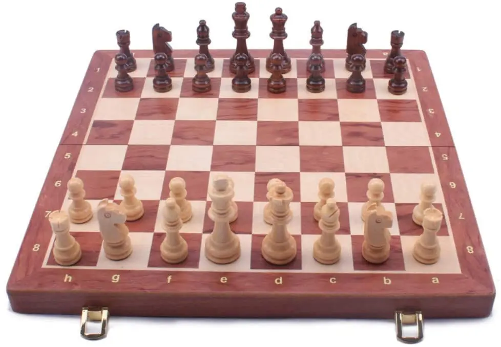 Walnut Chess Set 15'' x 15'' with Felted Game Board Interior for Storage Chess Game for Child & Adult