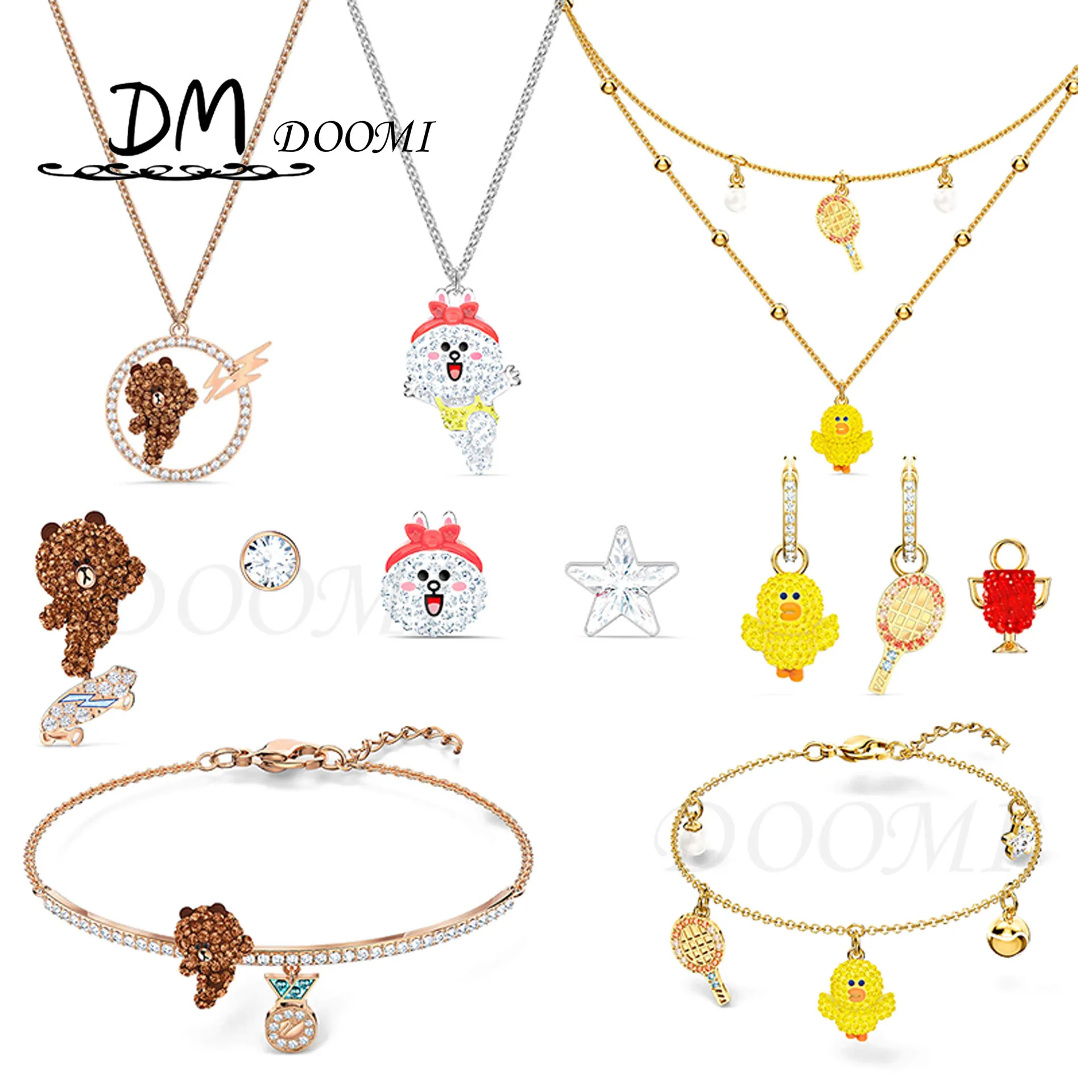 

SWA1:1 Fashion Jewelry Charming Exquisite Cute Yellow Duck 3D Back Skateboard Little White Rabbit Girl Necklace Romantic Gift