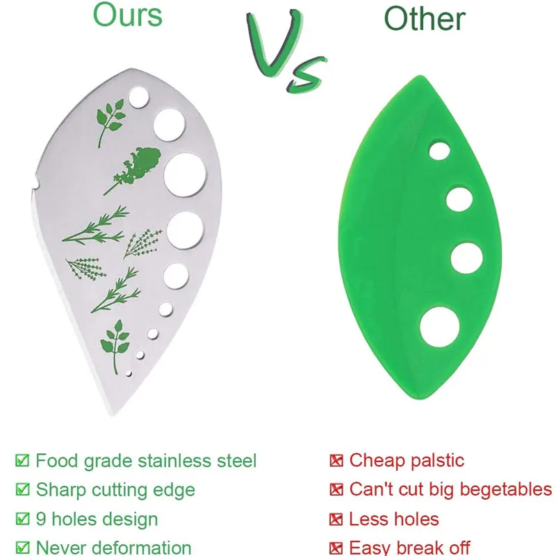 

Herb Stripper 9 Holes Stainless Steel Kitchen Herb Leaf Stripping Tool Loose Leaf Kale Razor Metal Herb Pealer Kitchen Gadgets