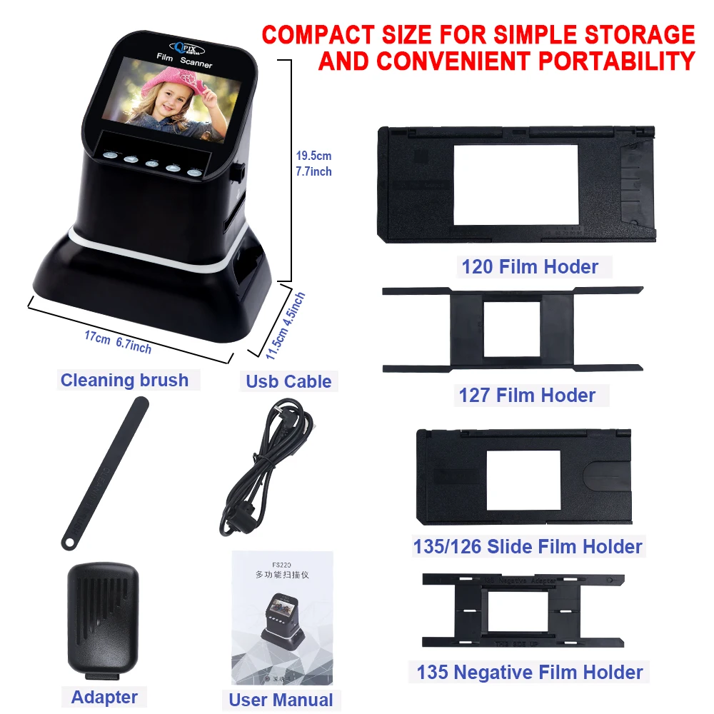 Сканер пленки высокого разрешения 120 22 МП слайдер негативов фотосканер цифровой
