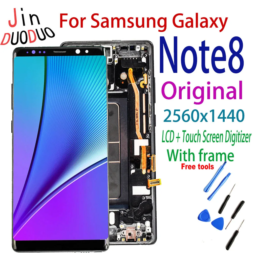 

100% протестированный Оригинальный сенсорный экран AMOLED для Samsung Galaxy Note8, ЖК-дигитайзер в сборе с рамкой