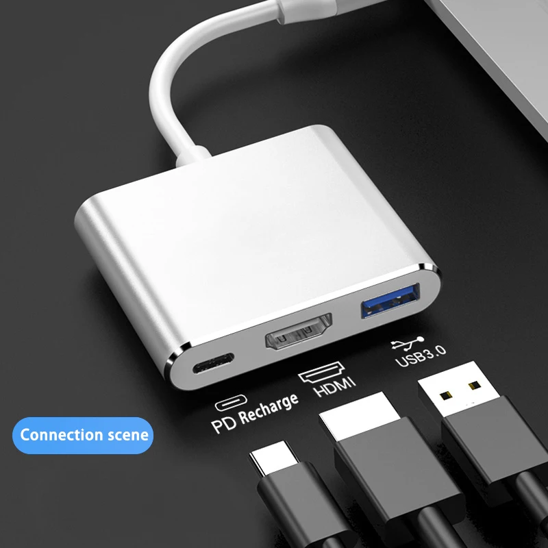 Enlarge Thunderbolt 3 USB C HUB To HDMI-Compatible 4K USB-C Doce With PD  For MacBook Samsung Adapter USB Type C Hub Aluminum Splitter