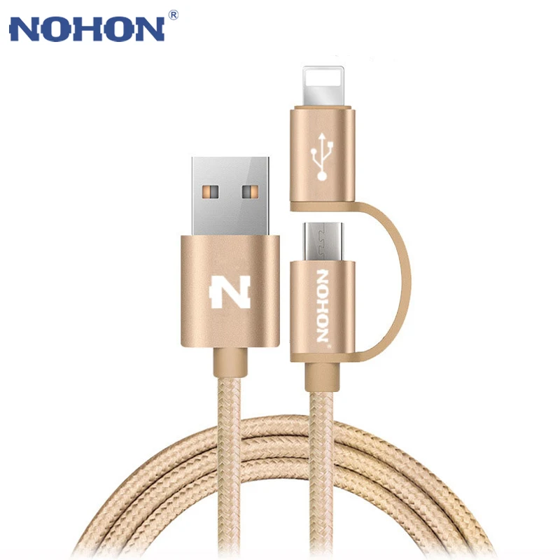 Кабель Micro USB NOHON 2 в 1 8 контактный зарядный usb кабель для iPhone 7 6 6S Plus iOS 10 9 Samsung LG HTC