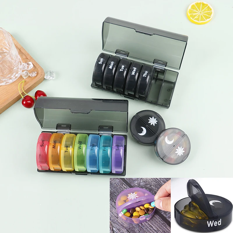 

7 Days Daily Pill Box for Medicine Holder Drug Case Weekly Pill Organizer Tablet Container Waterproof Secret Compartments