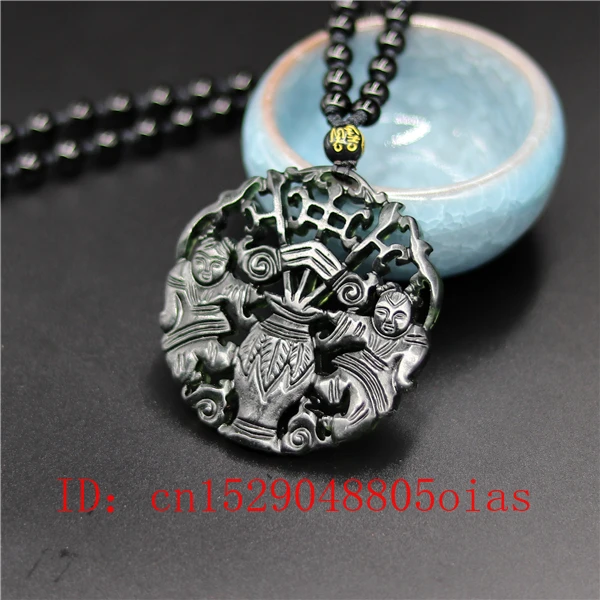 Натуральный черный зеленый нефрит в китайском стиле ожерелье из бисера