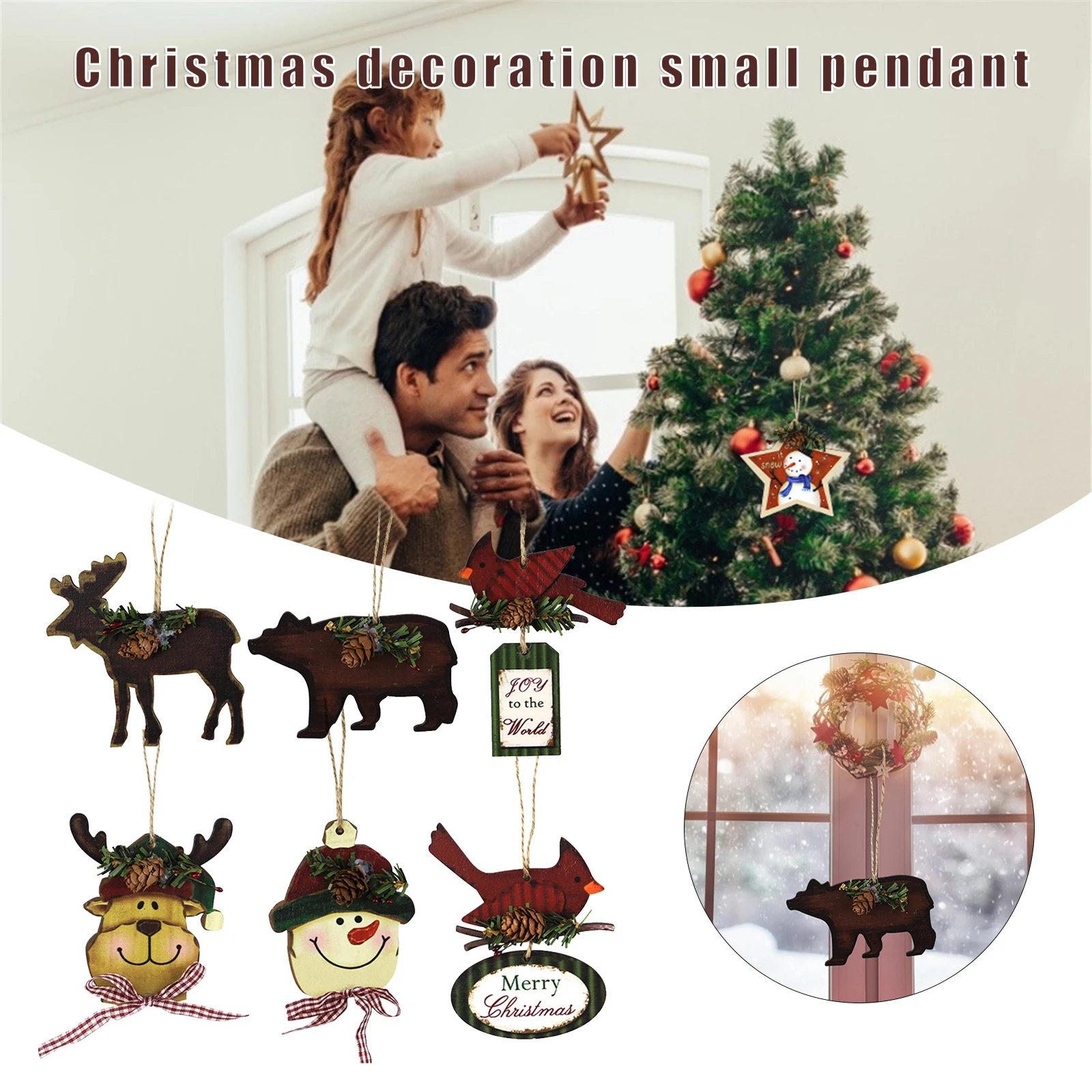 

Creative Wooden Elk Ornament Snowman Craft Christmas Home Desktop Decoration Xmas Ornaments C1