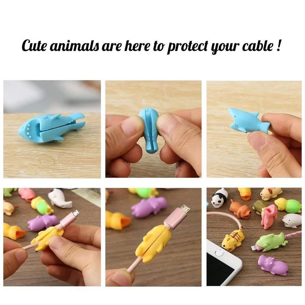

1pcs Animal Cable Protector for iPhone protege cable buddies cartoon Cable bite Phone holder Accessory