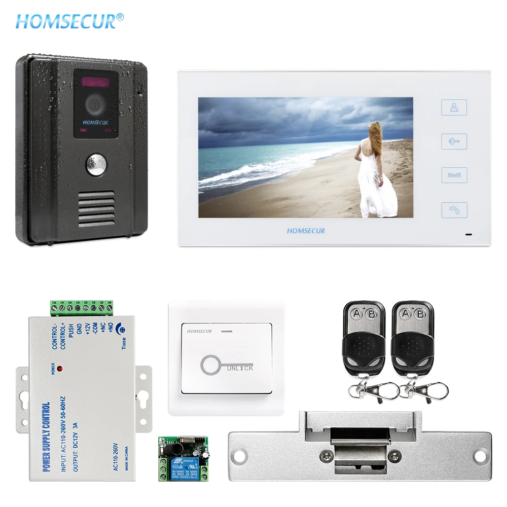 HOMSECUR 7 &quotПроводной Видеодомофон Внутренней Связи безопасности с Белым