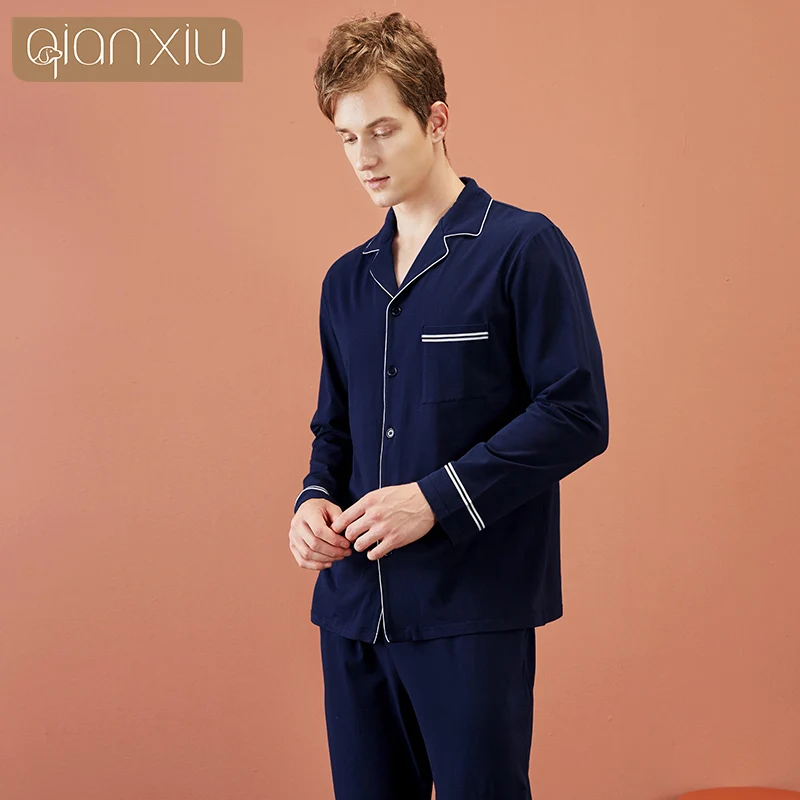 Мужская осенне-зимняя Домашняя одежда из бамбукового хлопка женская пижама