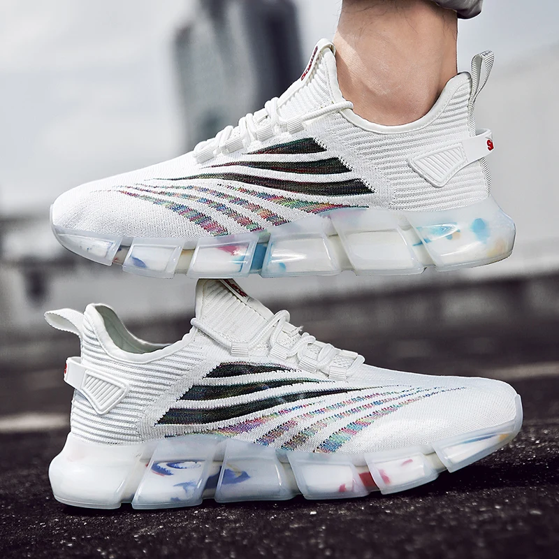 

Spring Summer Explosion Models Breathable Colorful Flying Woven Real Popcorn Bottom Tide Shoes Comfortable Lightweight Sneakers