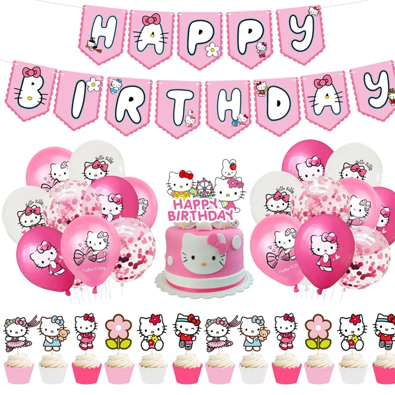 

Милая кошка Hello Lovely Cat розовая точка фотография для девочек 1-5 лет украшение для вечеринки на день рождения торт топперы