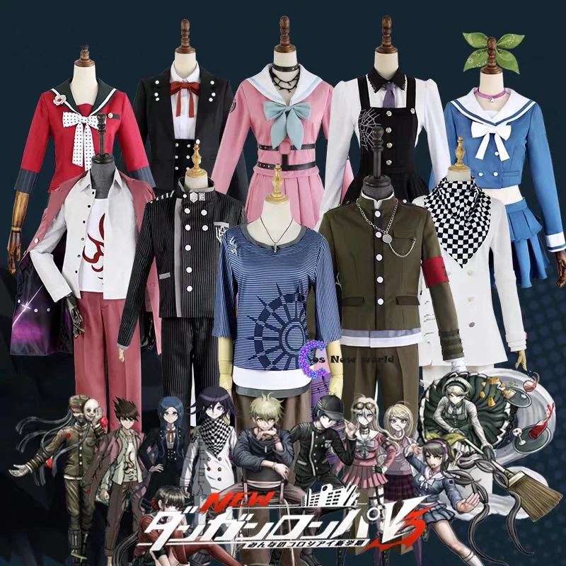 

NEW 2020 6PCS Anime Danganronpa V3 Ouma kokichi Cosplay Costume Japanese Game School Uniform Suit Outfit Suit hat and wig