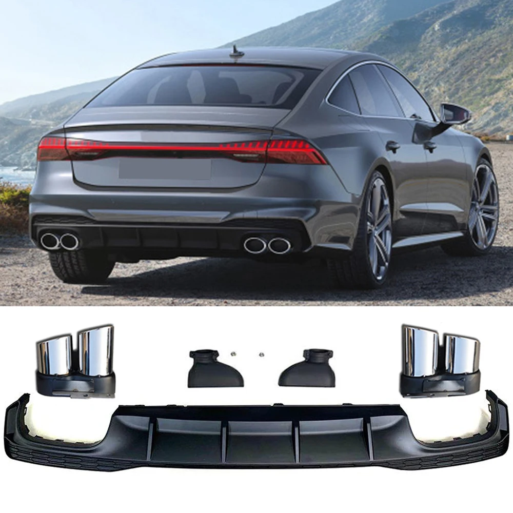 PP задний диффузор для Audi A7 Sline 4 двери 2019 2020 не S7 бампер спойлер с выхлопными