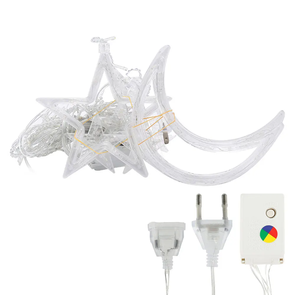 Луна Звезда лампа Светодиодная лента украшение Рождественские Огни Праздник