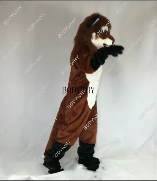 Косплей с длинным мехом рисунком лисы собаки кота костюм фурри талисмана