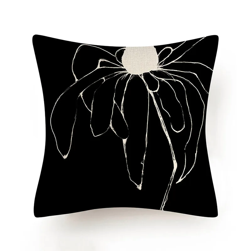 45x45 см современная чернильная роспись Цветочная декоративная подушка чехол на
