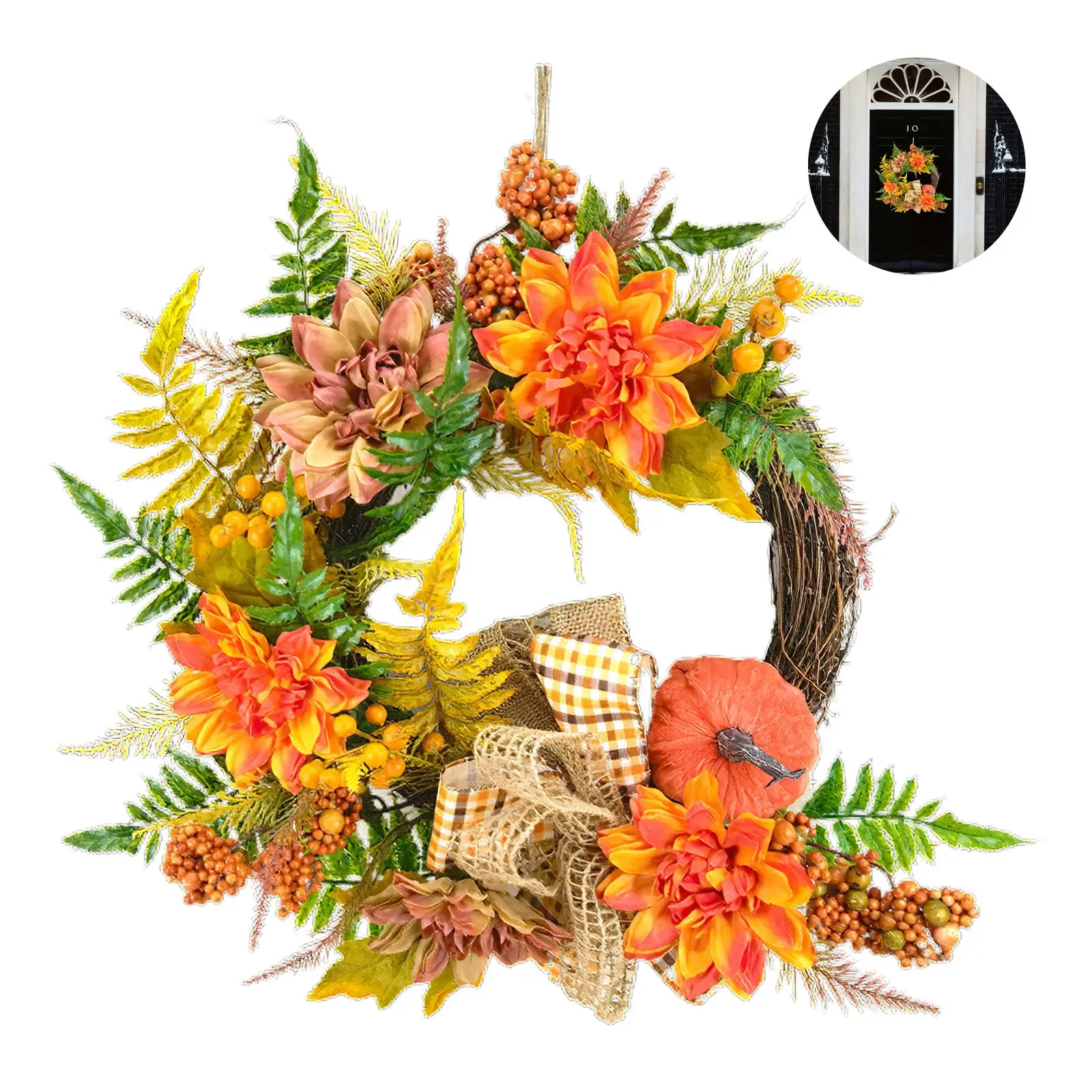 

50*50cm Widely Used Decorative Hanging Garlan Fall Wreath Autumn Artificial Flower Wreath For Home Door Wall Indoor Outdoor
