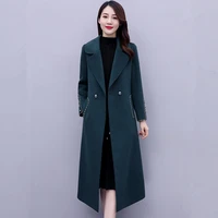 quality new women wool blends coat autumn winter 2022 fashion elegant thicken warm woolen overcoat slim long outerwear female