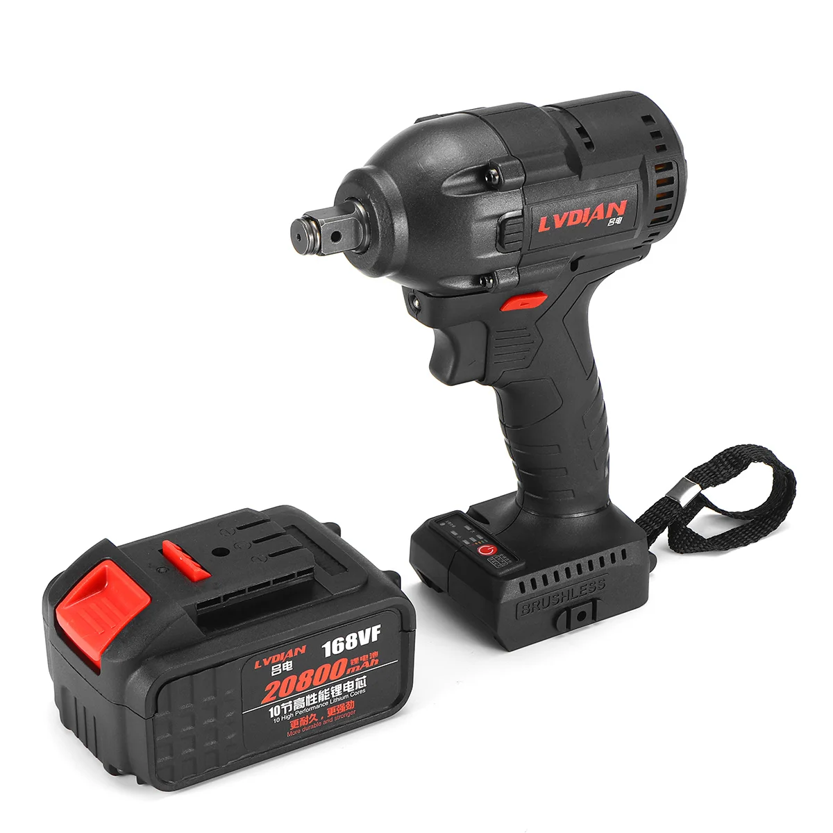 doersupp Electric Impact Wrench Cordless Infinitely Electric Wrench with LED Light Brushless Impact Rechargeable Lithium Battery