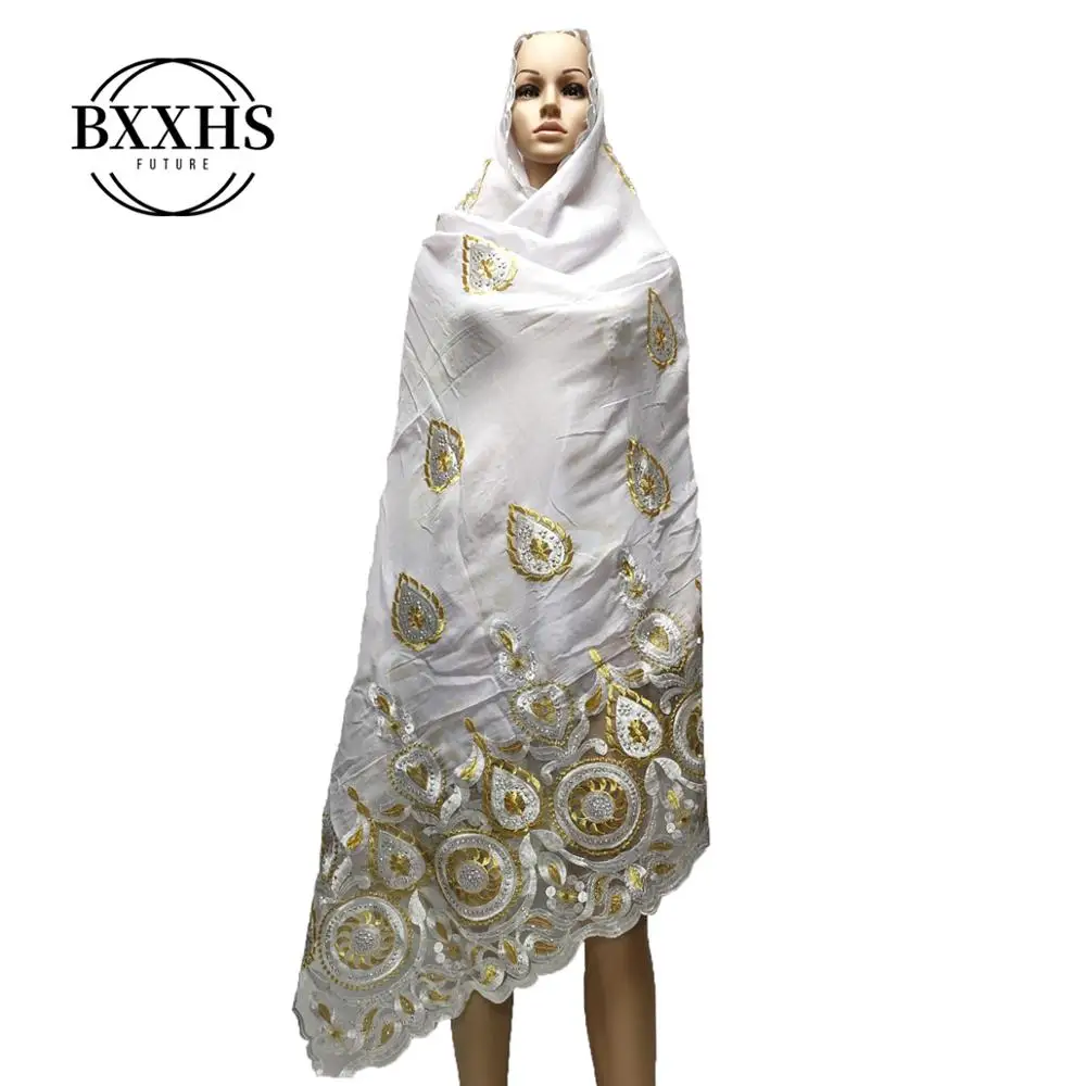 2019 Новые африканские женские шарфы мусульманские вышивка мягкий хлопок длинный