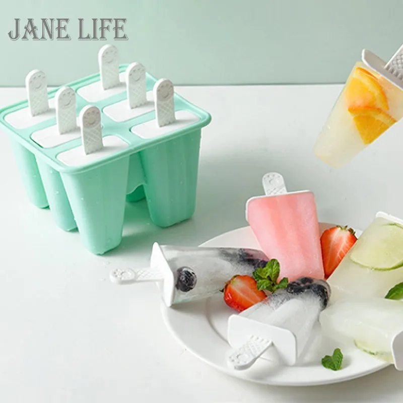 

4 Hole Silicone Ice Cream Mould Ice Cube Tray Popsicle BarrelReusable Popsicle Ice Cream Molds Sets Food DIY Tool With Stick